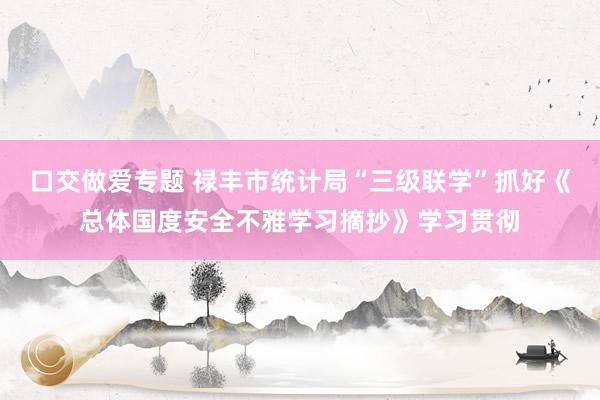 口交做爱专题 禄丰市统计局“三级联学”抓好《总体国度安全不雅学习摘抄》学习贯彻