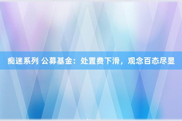 痴迷系列 公募基金：处置费下滑，观念百态尽显