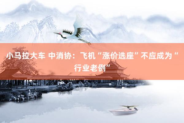 小马拉大车 中消协：飞机“涨价选座”不应成为“行业老例”