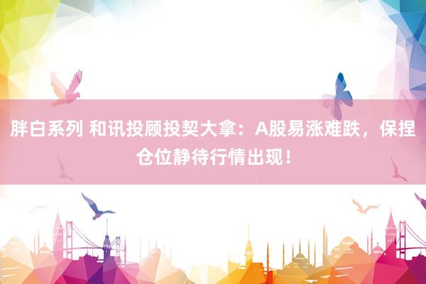 胖白系列 和讯投顾投契大拿：A股易涨难跌，保捏仓位静待行情出现！