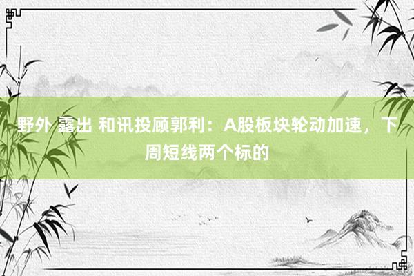 野外 露出 和讯投顾郭利：A股板块轮动加速，下周短线两个标的